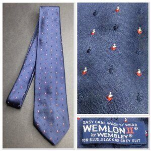 Vintage WEMLON II By Wembley Blue Tie Necktie